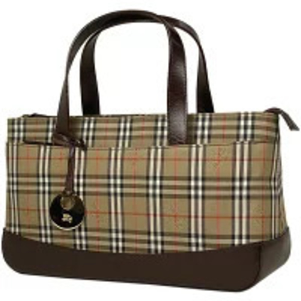 Burberry Check Handbag Canvas Brown